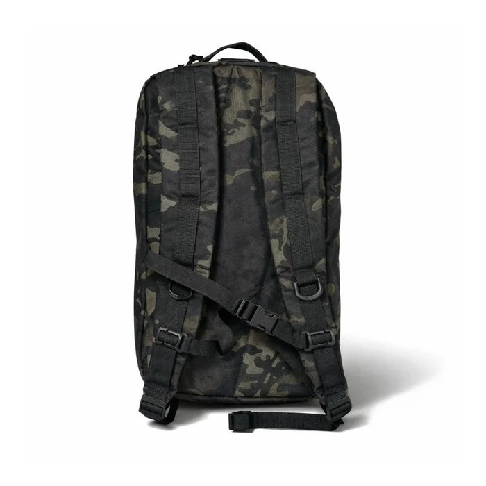 12 Hour Plus Backpack 500D open view in MCAMBLACK showing organization. 24L EDC pack by Recycled Firefighter.