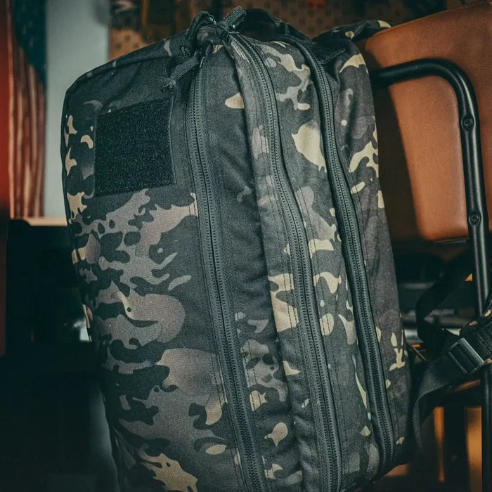 12 Hour Plus Backpack 500D laptop sleeve detail. 24L USA-made EDC pack in 500D Cordura by Recycled Firefighter.