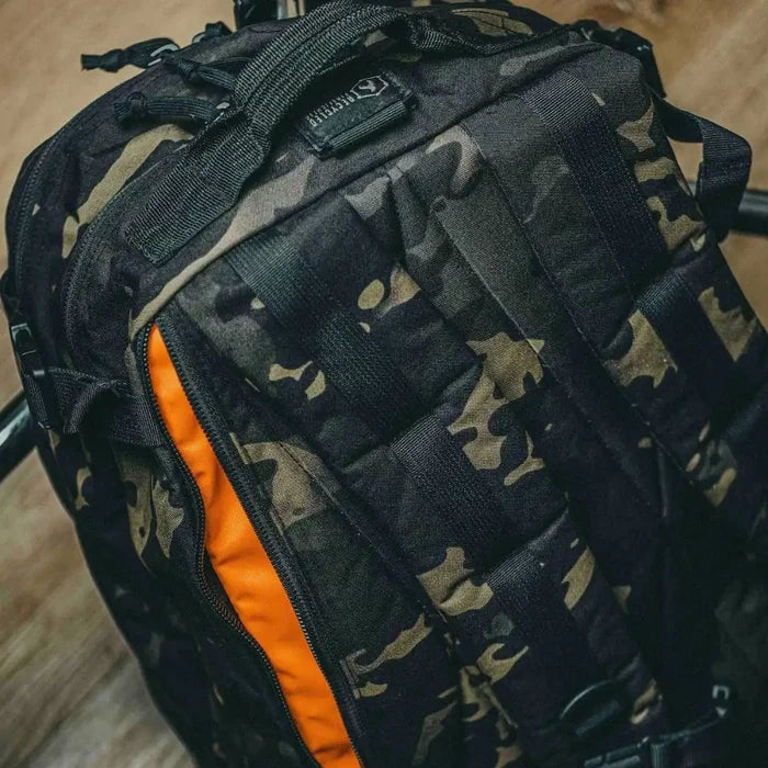 24 Hour PLUS Backpack 500D hi-vis interior lining. 28L USA-made EDC pack by Recycled Firefighter.