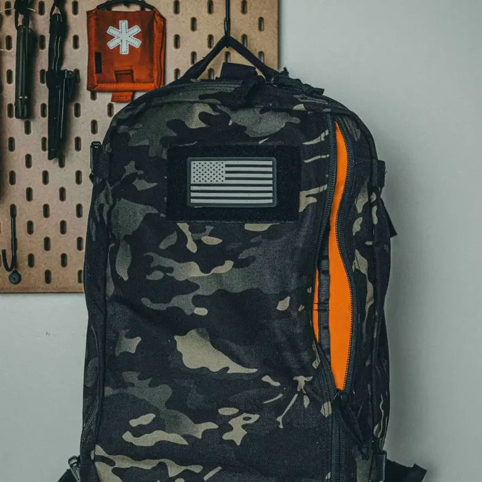 24 Hour PLUS Backpack 500D laptop sleeve detail. 28L EDC pack with 15-inch padded sleeve by Recycled Firefighter.