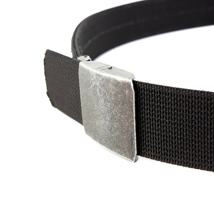 black Double Layer EDC Belt from Recycled Firefighter. Professional tactical construction for everyday operations.