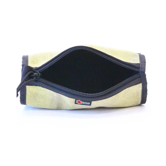 Recycled Firefighter's yellow Fire Hose Dopp Kit. Quality tactical gear built for demanding professional use.