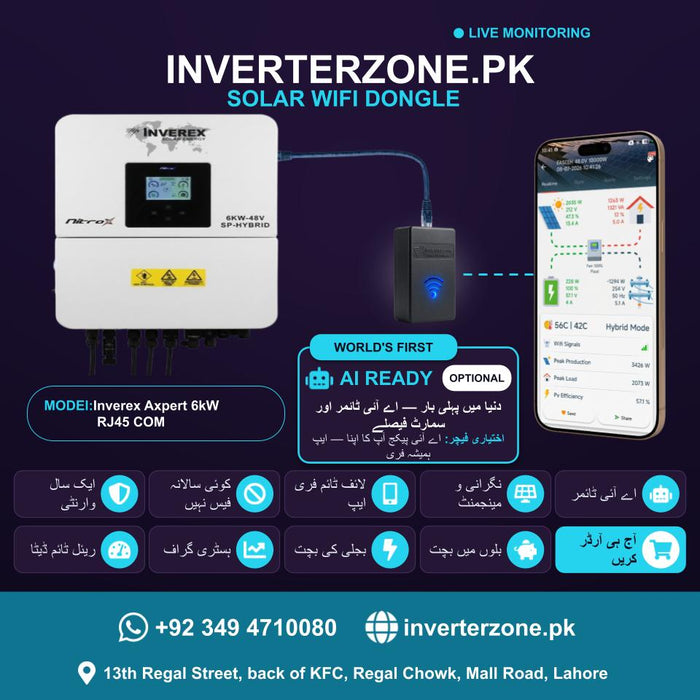 Inverex Axpert 6kW RJ45 COM Solar WiFi Dongle - Real-Time Solar Monitoring