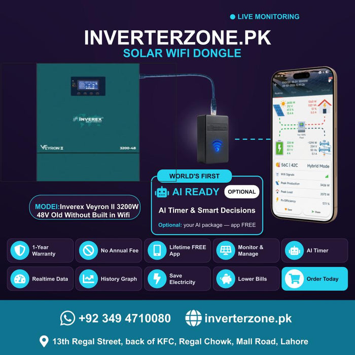 Inverex Veyron II 3200W 48V Old Without Built in Wifi Solar WiFi Dongle - Real-Time Solar Monitoring