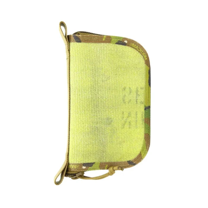 Professional Major Dopp Bag Small in Vintage Yellow and Multicam by Recycled Firefighter. Tactical design honors first responder service with quality materials.