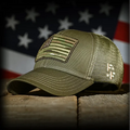 MultiCam Flag Patch OD Green Ball Cap, front left view