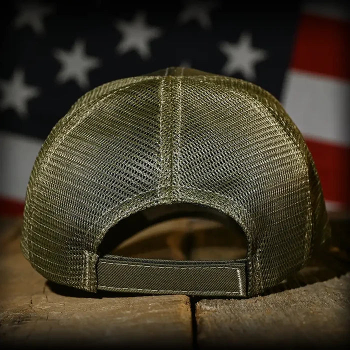 MultiCam Flag Patch OD Green Ball Cap, back view