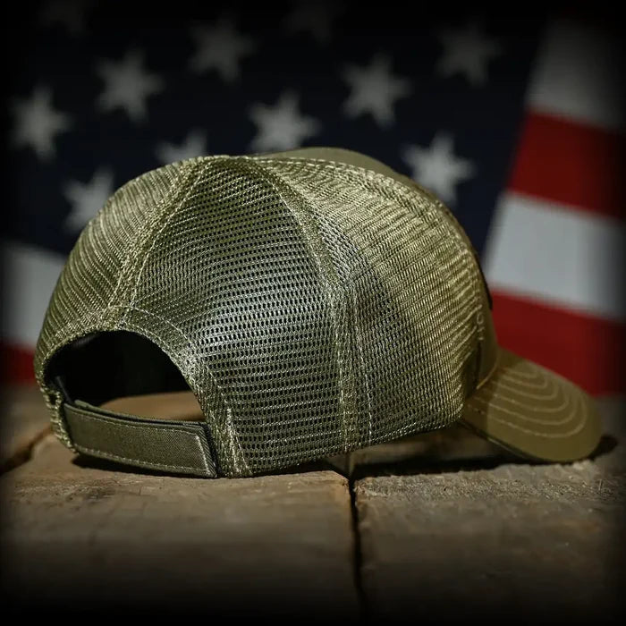 MultiCam Flag Patch OD Green Ball Cap, back right view