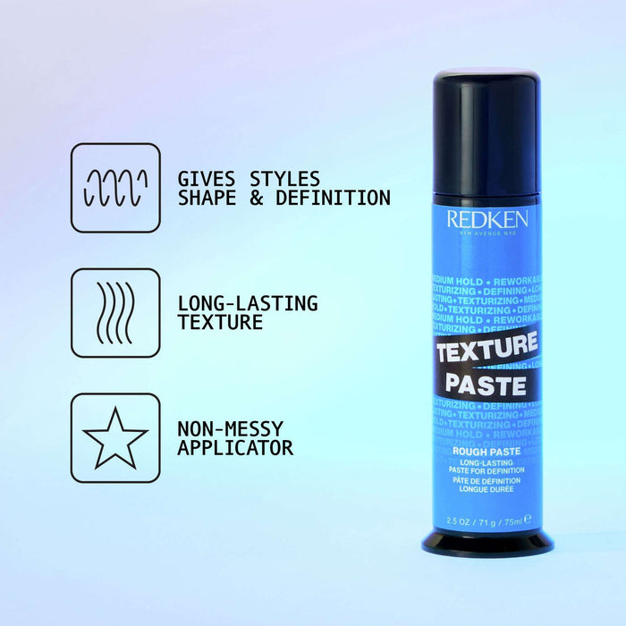 Redken Styling Texture Paste, Styling Paste for High Texture, All-Day Re-Workability, Medium Control 75ml - Additional 2