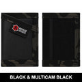 Warrior black with multicam black combat leather Sergeant Wallet by Recycled Firefighter. Premium tactical appearance.