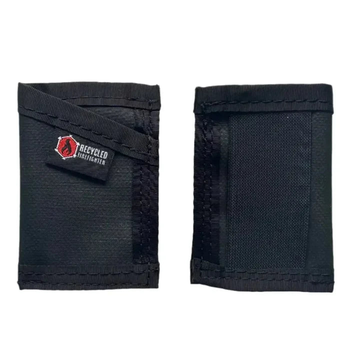 All-black Sergeant Hypalon Wallet by Recycled Firefighter. Weather-resistant construction protects contents during harsh conditions.